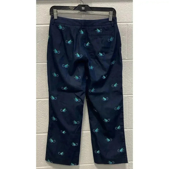 Lilly‎ Pulitzer Women's Navy Monkey Embroidered Capri Jeans - 2 - Picture 2 of 4